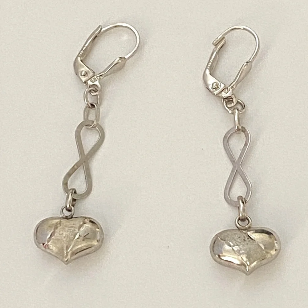 🤍925 Sterling silver heart infinity hoop earrings